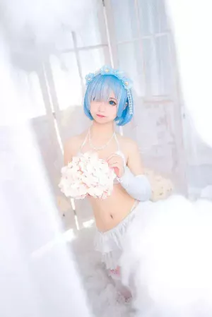 Coser美女蠢沫沫No.021 – 雷姆花嫁 主题写真 [44P]
