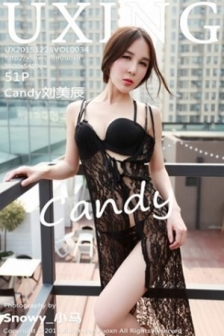 [UXING优星馆]Vol.034_嫩模Candy刘美辰黑丝吊带长裙缕空秀美胸翘臀写真51P