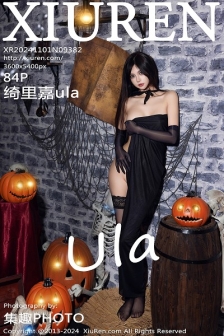 [XiuRen秀人网]No.9382_女神绮里嘉ula性感黑色情趣内衣配黑丝吊袜秀动人身姿诱惑写真84P