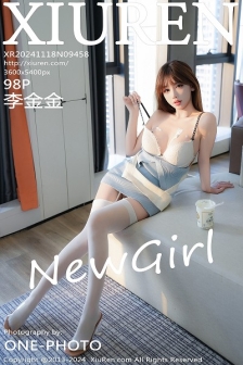 [XiuRen秀人网]No.9458_新人模特李金金蓝色连衣短裙露白色内衣配白丝吊袜秀美腿诱惑写真98P