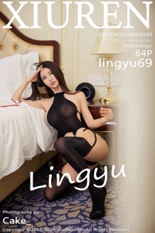 [XiuRen秀人网]No.9199_模特Lingyu69性感黑色透视装配黑丝吊袜秀丰腴身材惹火诱惑写真84P