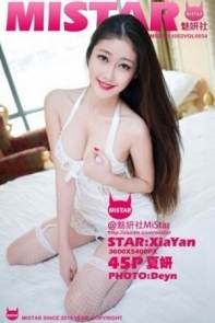 [MiStar魅妍社]Vol.034_嫩模夏妍白色情趣睡裙吊带网袜性感美胸诱惑翘臀写真45P