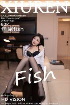 [XiuRen秀人网]No.8830_模特鱼尾fish性感白T配黑短裙露蕾丝内衣配超薄黑丝撩人诱惑写真80P