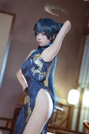 国产Coser美女三無人型-NO.010 蔚蓝档案 龙华妃咲 旗袍 主题写真 [42P]
