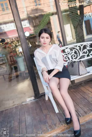SSA丝社写真 NO.021 混血美女芷沫浪漫咖啡色丝袜街拍 主题写真 [99P]
