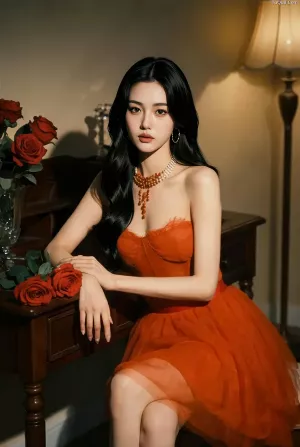 AIG美女_No.344_乐瑶_香肩红色纱裙 主题写真 [72P]